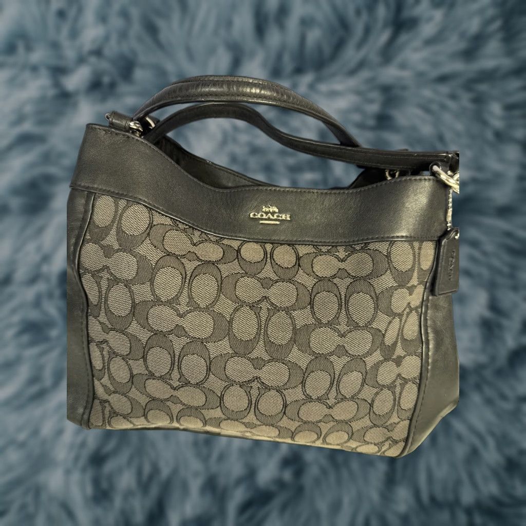 Coach Coach Bag Small Lexi F29548 Canvas Black Gray Jacquard Crossbody Leather Purse Size ONE SIZE - 1 Thumbnail