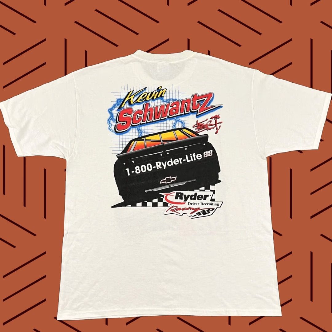Hanes VINTAGE Kevin Schwantz Shirt Adult Mens XL White Graphic Nascar Tee Recruiting Size US XL / EU 56 / 4 - 1 Thumbnail