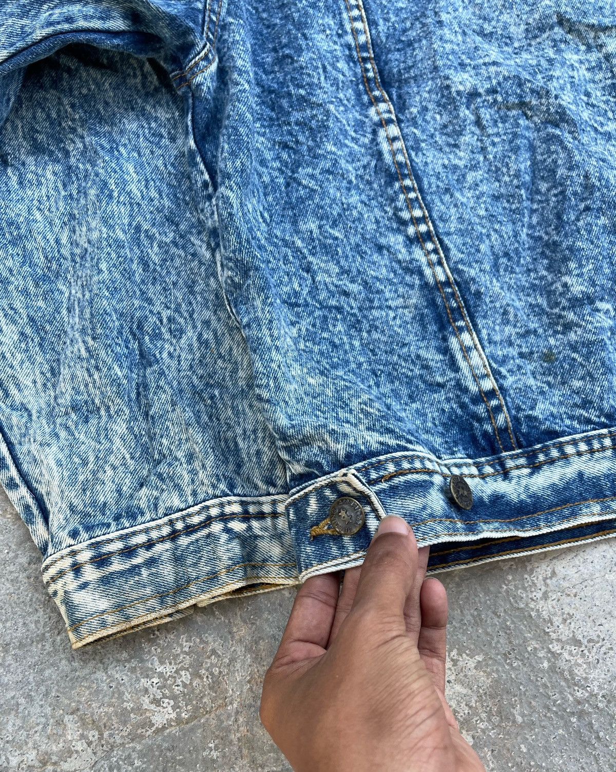 Japanese Brand 🔥Vintage Glee Man Leather Collared Denim Trucker Jacket Size US L / EU 52-54 / 3 - 8 Thumbnail