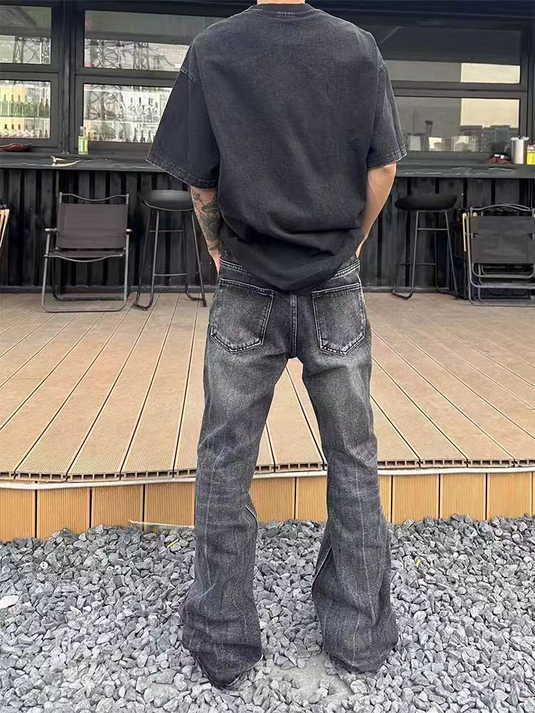 Japanese Brand Vintage Street Washed Faded Stripe Micro Flare Black Jeans Size US 28 / EU 44 - 6 Thumbnail
