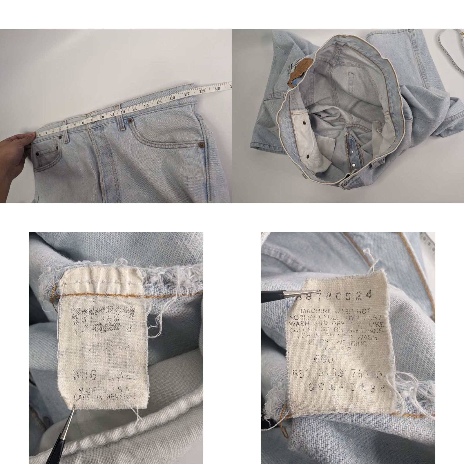Levi's VINTAGE Levi’s 501 Jeans Men 36x32 Light Wash Button Fly USA 90s Style Straight Mens Jeans Size US 36 / EU 52 - 9 Thumbnail
