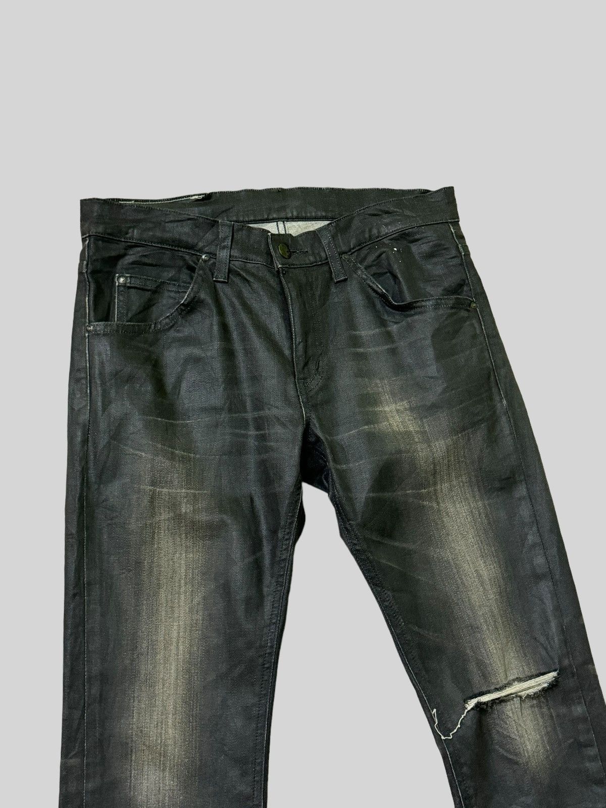 Lee × Vintage LEE Black Waxed Claws Mark Distressed Pant Size US 29 - 4 Thumbnail