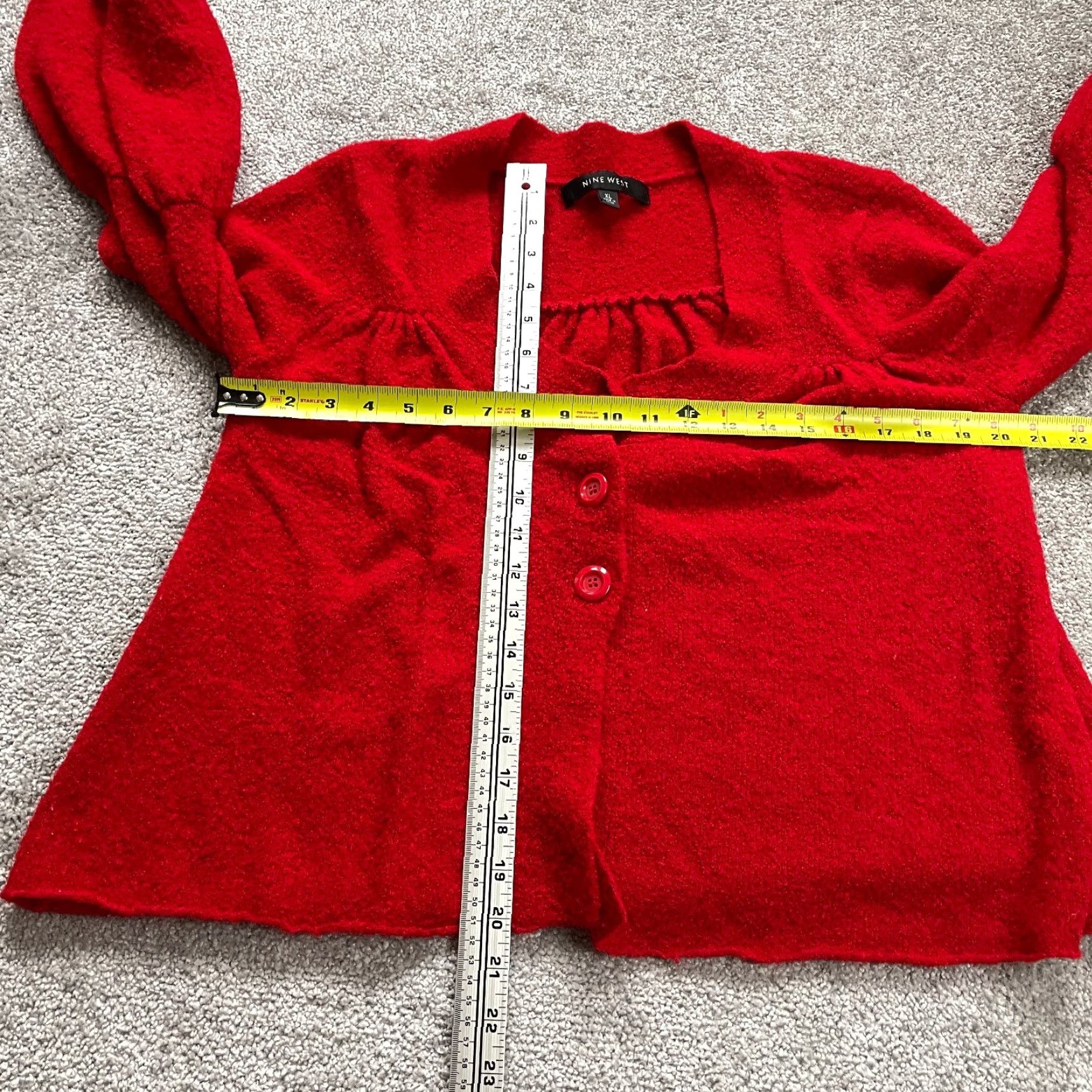 Nine West Nine West Cardigan Women's XL Red Balloon Sleeve Button Knit Sweater Size XL / US 12-14 / IT 48-50 - 6 Thumbnail