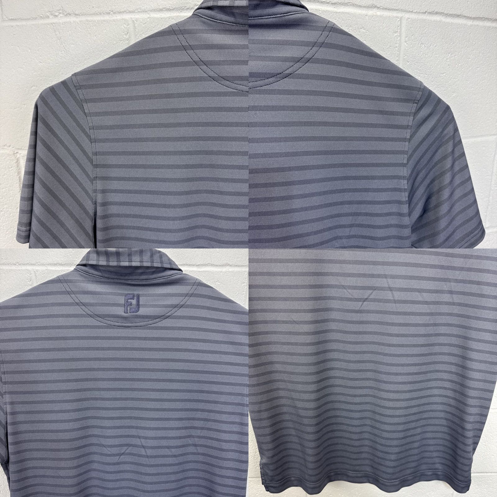 Footjoy FootJoy Gray Striped Short Sleeve Polo Shirt Men’s L Polyester Spandex Breathable Stretch Golf Polo Shirt Casual Activewear Logo Size US L / EU 52-54 / 3 - 9 Thumbnail