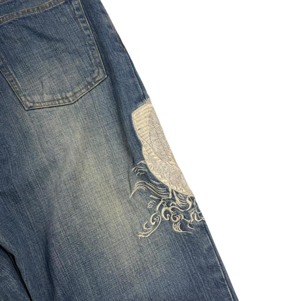Karakuri Tamashii Karakuri Tamashii Embroidered Koi Japanese Jeans - Waist 35 Size US 35 - 4 Thumbnail