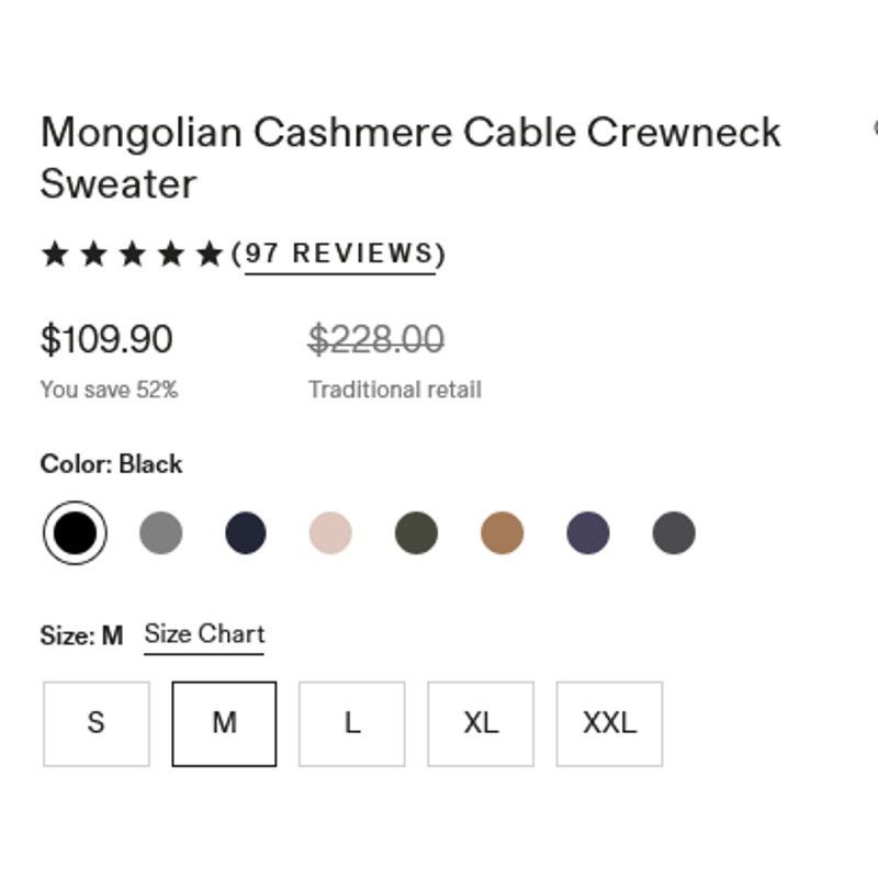 Quince Quince Mens Cashmere Cable Crewneck Sweater Medium NWT Size US M / EU 48-50 / 2 - 6 Thumbnail