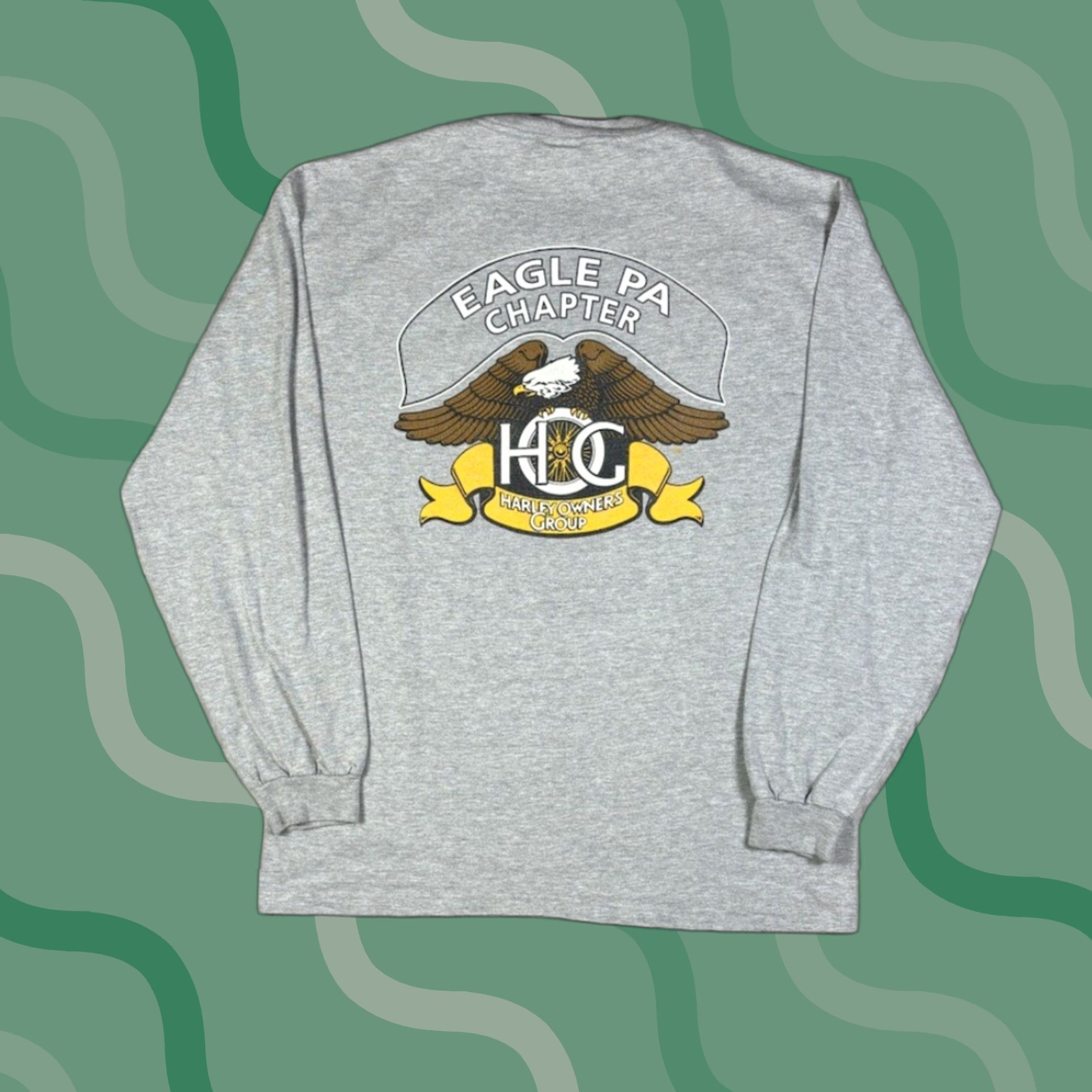 Harley Davidson VINTAGE Harley-Davidson T-Shirt Long Sleeve Biker 90s Gray L Men Crew Neck Cotton Graphic Print Size US L / EU 52-54 / 3 - 1 Thumbnail