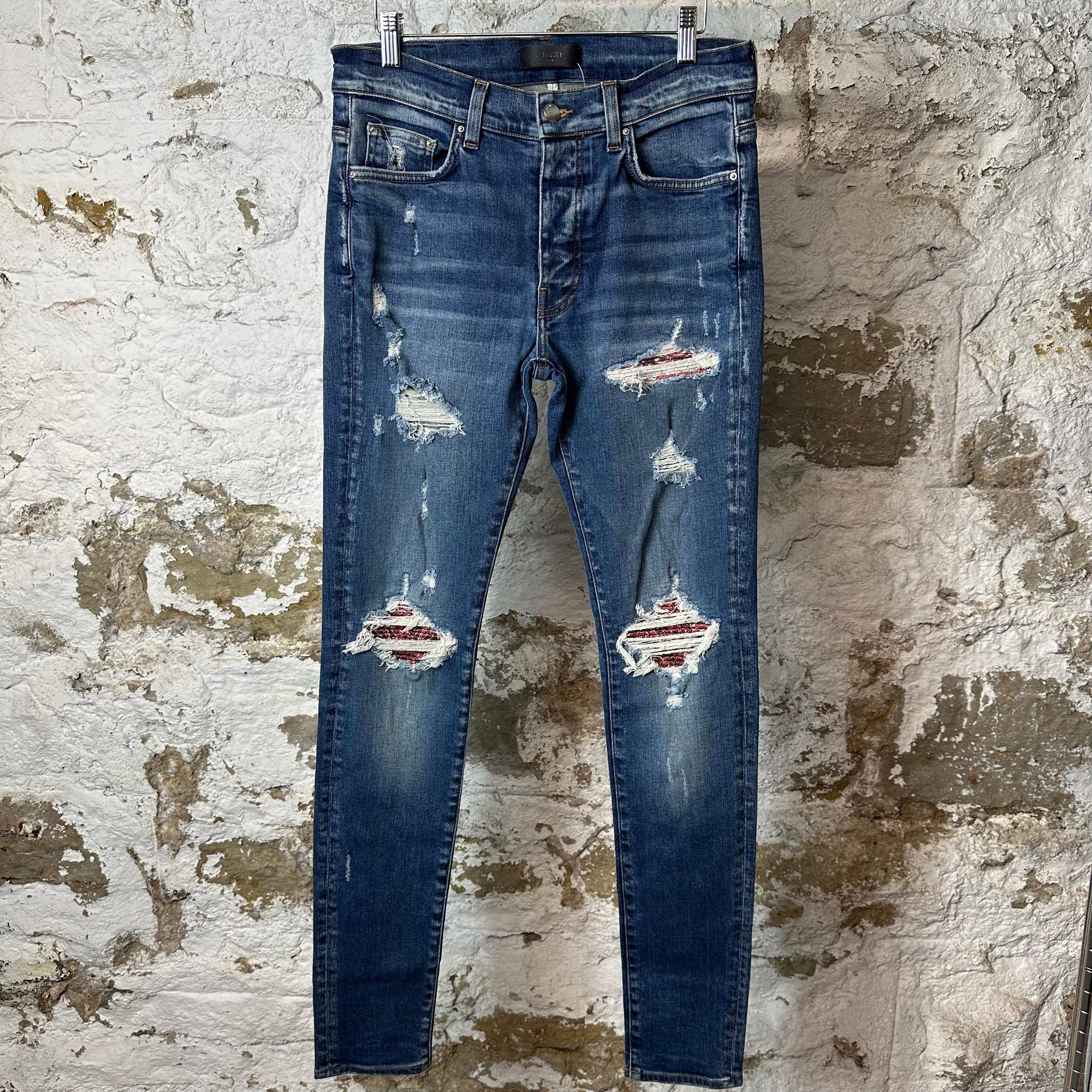 Amiri Amiri MX1 Black Paisley Blue Denim Jeans Sz 29 | Grailed