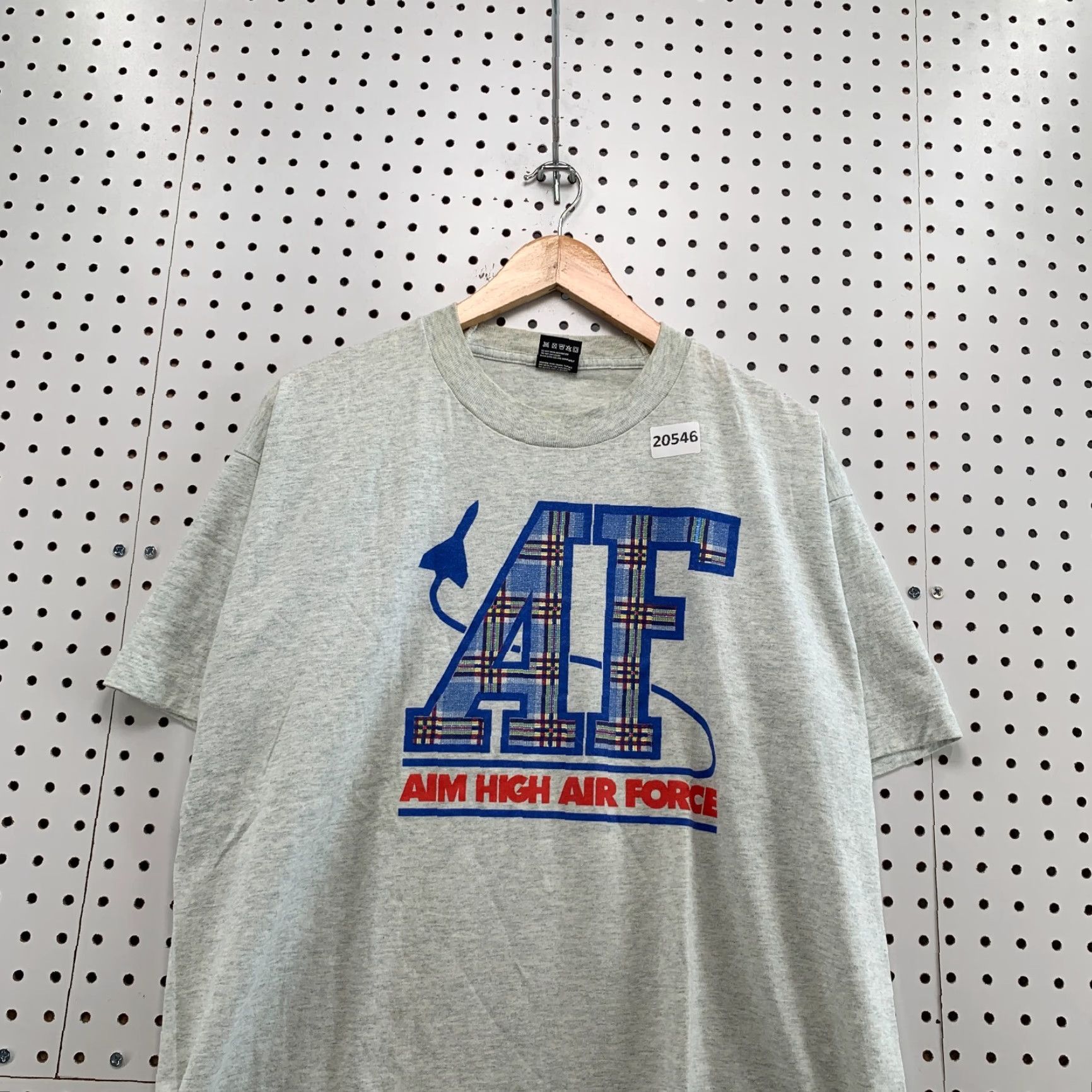 Fruit Of The Loom VINTAGE AIM High Air Force Shirt Gray Unisex Adults XL 23x30 90s Cotton Blend Fruit of the Loom T-Shirt Men XL Size US XL / EU 56 / 4 - 5 Thumbnail