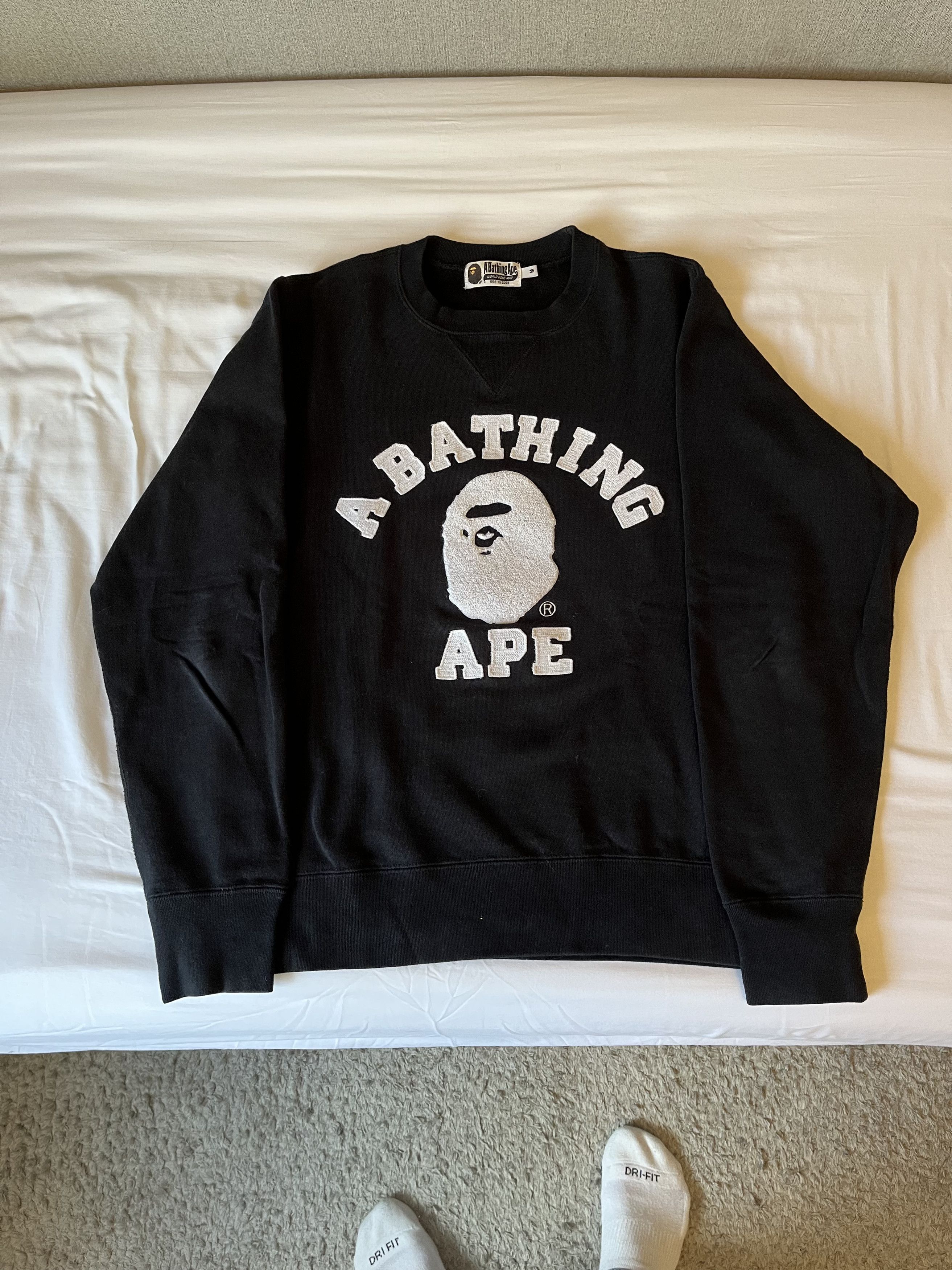 image of Bape Applique College Crewneck in Black, Men's (Size Medium)