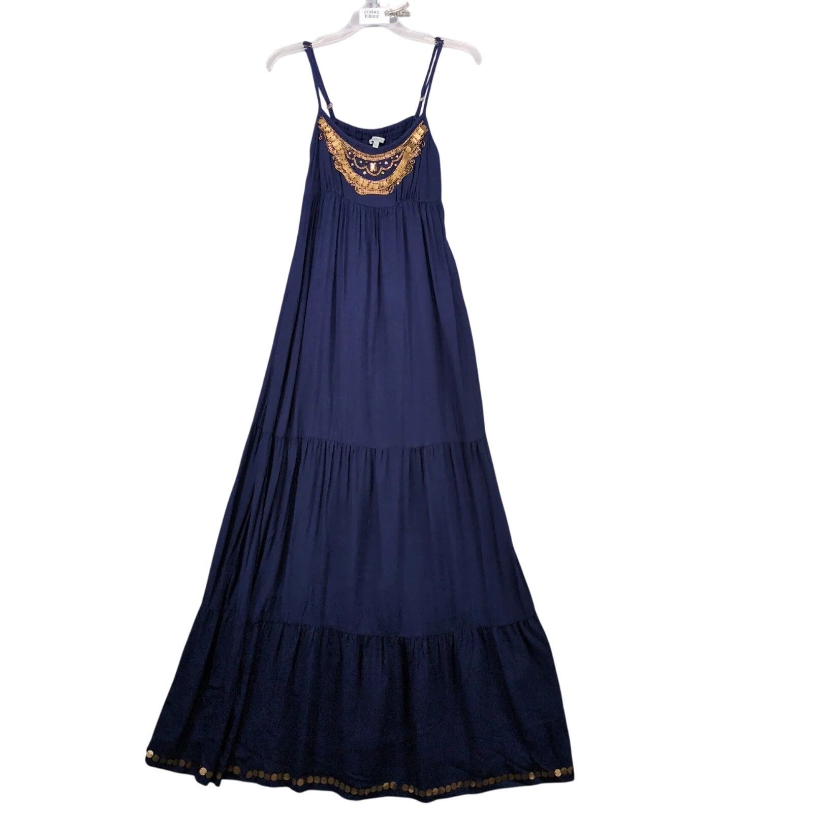 Other Charlotte Russe Navy Tiered Maxi Dress S Brass Beads Size S / US 4 / IT 40 - 1 Thumbnail
