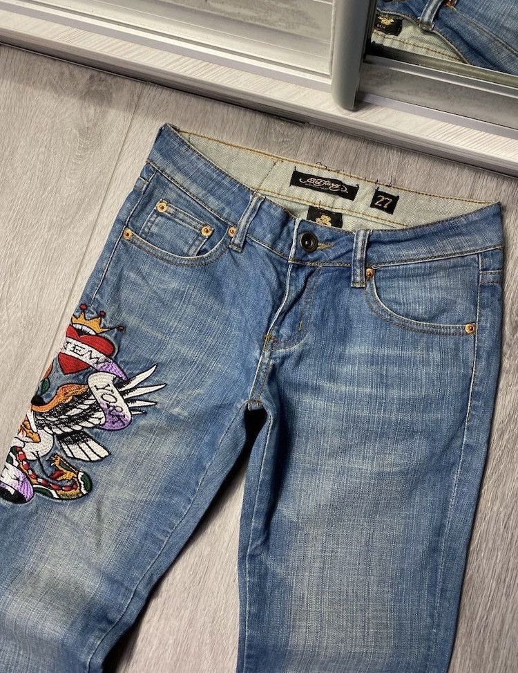 Christian Audigier × Ed Hardy × Vintage Vintage Ed Hardy embroidered logo skinny jeans size 27 Size US 27 - 7 Thumbnail