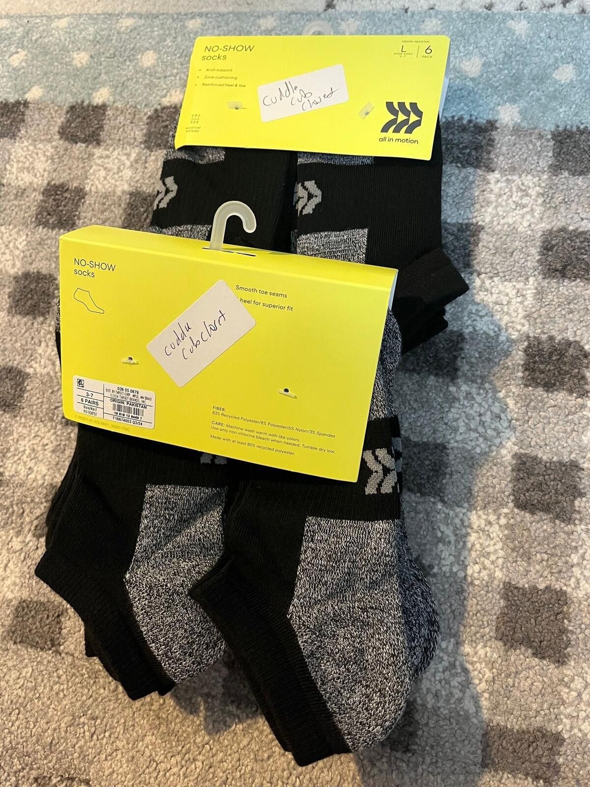 Other No-Show Black Socks 6 Pack Size L 3-7 Moisture Wicking Size ONE SIZE - 1 Thumbnail