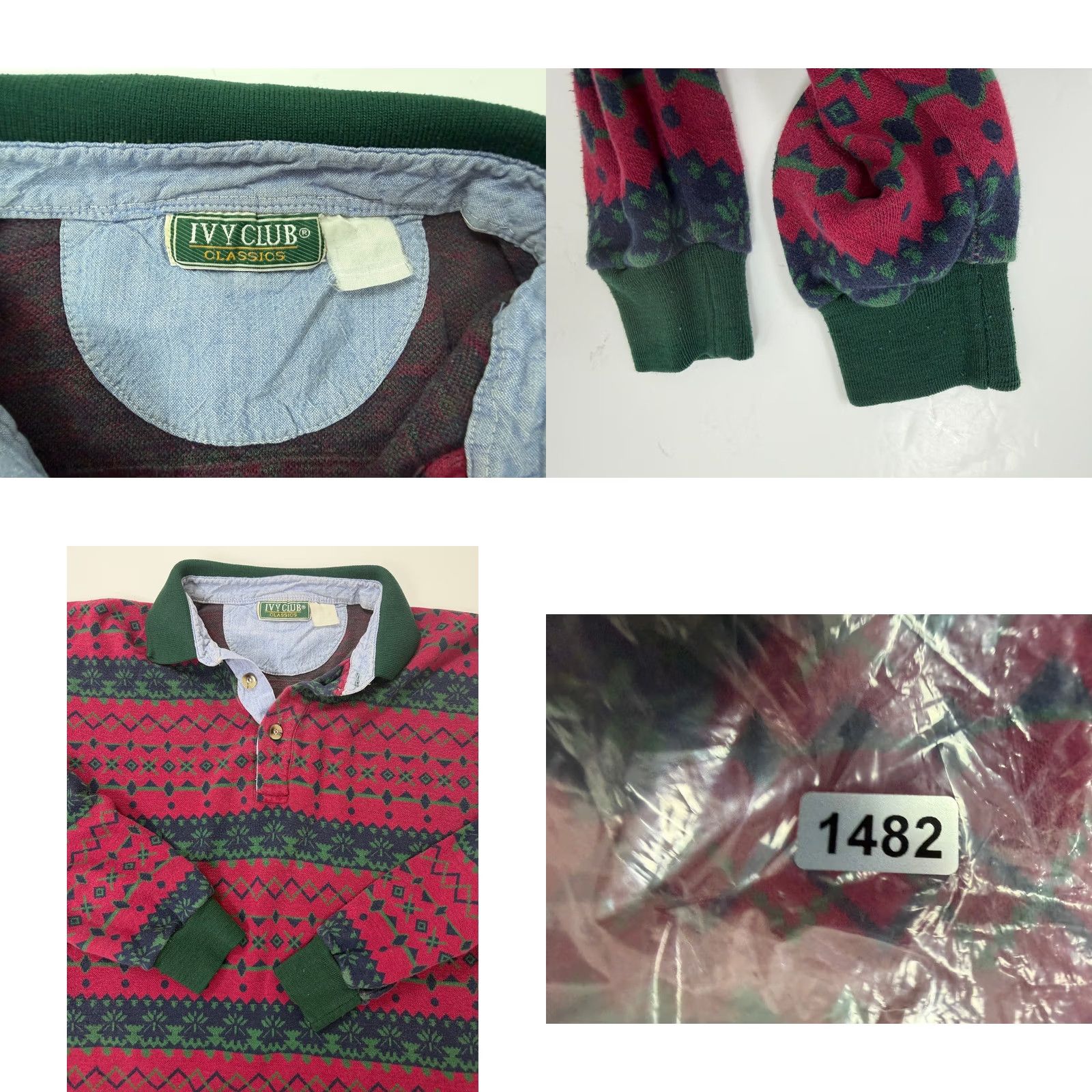 Vintage VINTAGE Ivy Club Polo Shirt Men M Geometric Red Navy Green 80s 90s - Shirt Mens M Red Green Navy Geometric 80s 90s Vintage Ivy Club Polo Shirt Size US M / EU 48-50 / 2 - 9 Thumbnail
