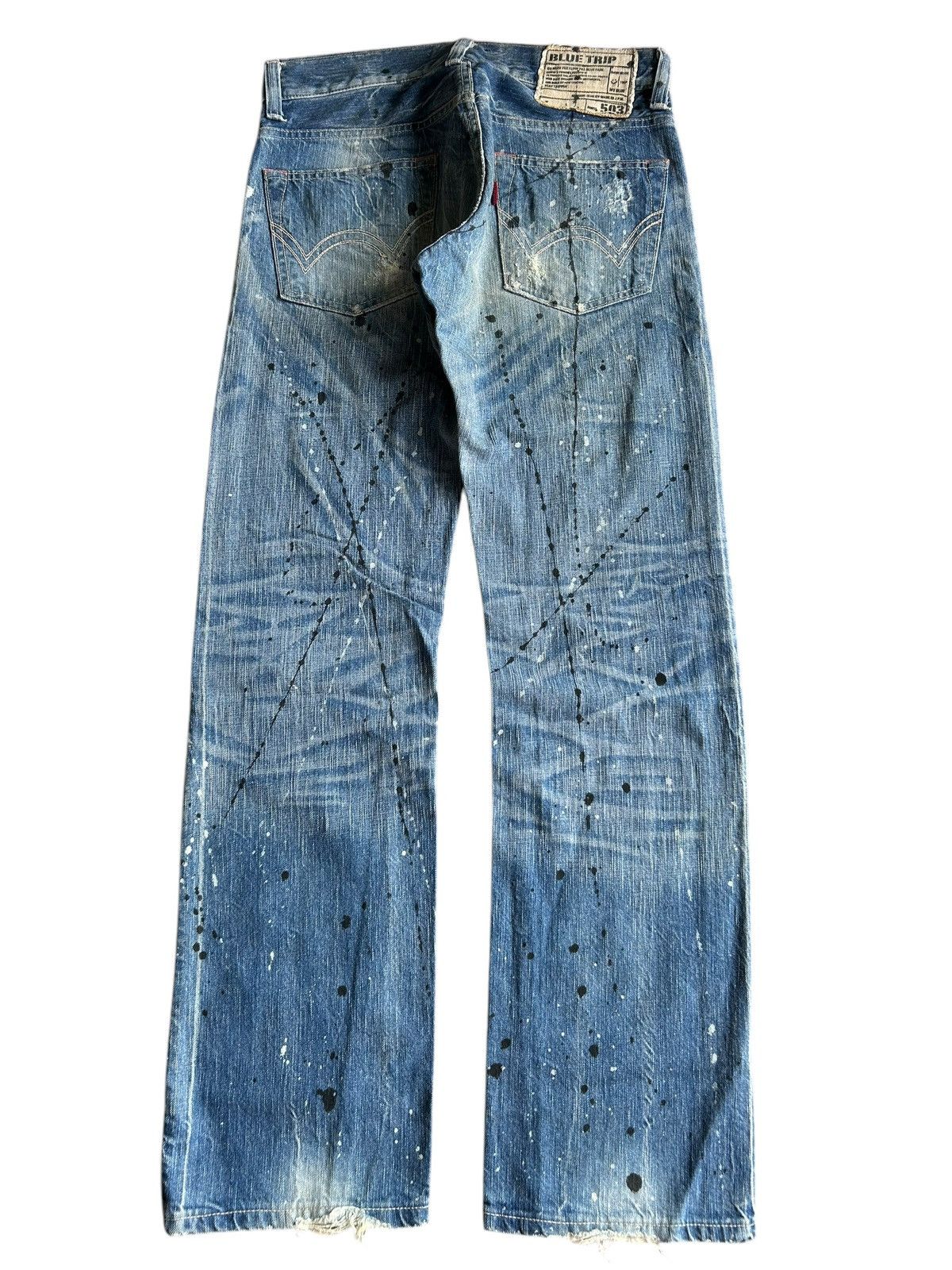 Japanese Brand × Kapital × Vintage Edwin Blue Trip Rusty Faded Distressed Denim Jeans Size US 32 / EU 48 - 5 Thumbnail