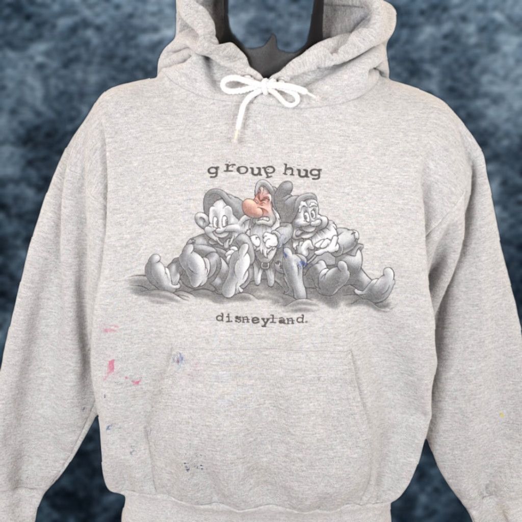 Disney VINTAGE Disney Hoodie Mens Size Small Gray 90s Y2K Snow White Seven Dwarfs Sweatshirt Group Hug Shirt Size US S / EU 44-46 / 1 - 1 Thumbnail