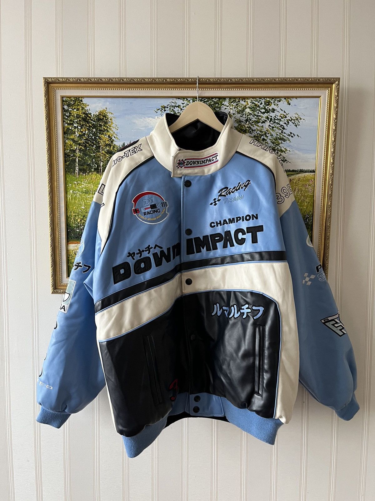 image of Down Impact Y2K Racing Vintage Leather Jacket Crazy Size Xl, Men's