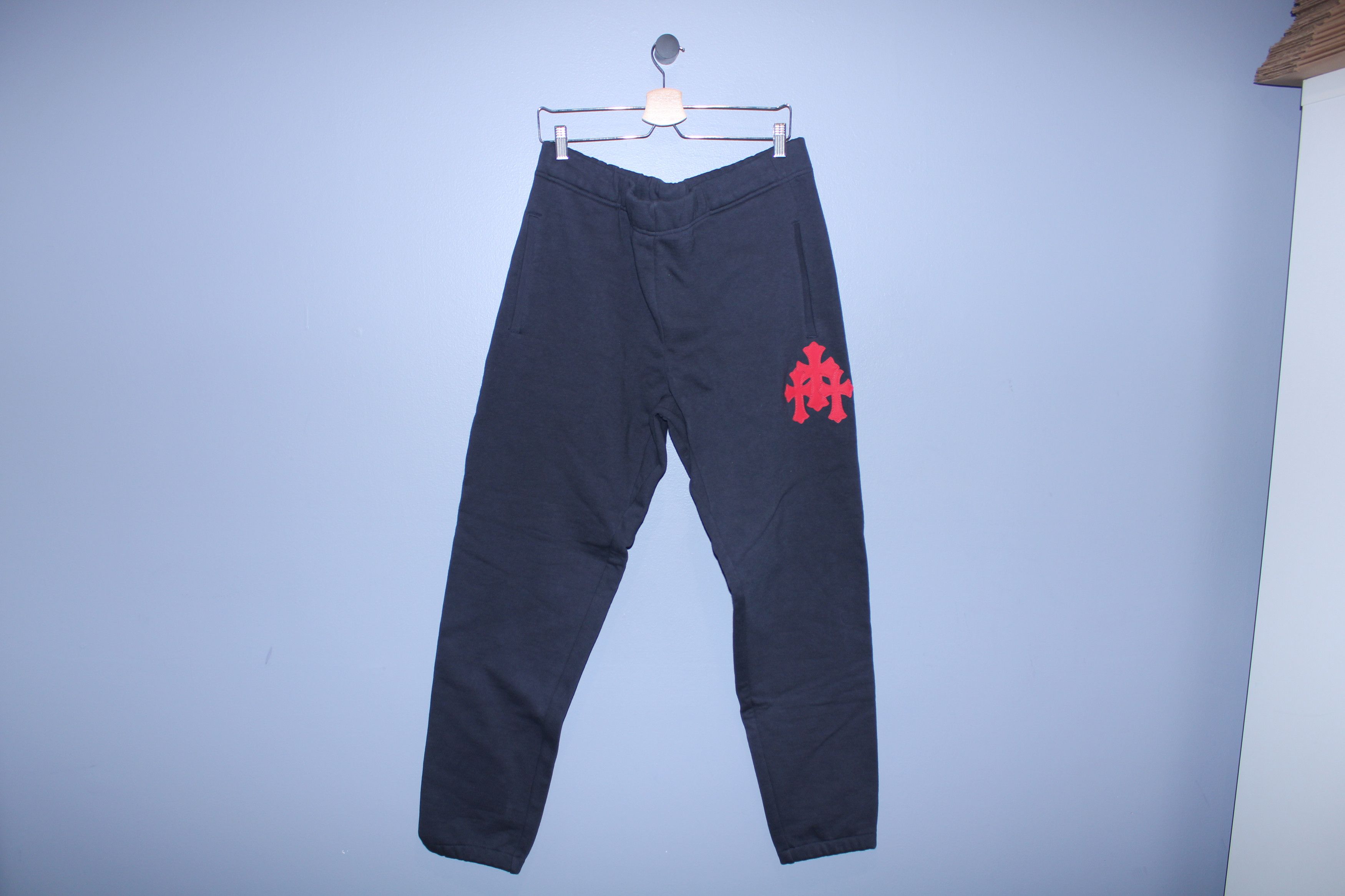Chrome Hearts Chrome Hearts Paper Jam Navy Red Cross Sweatpants Size US 34 / EU 50 - 1 Thumbnail