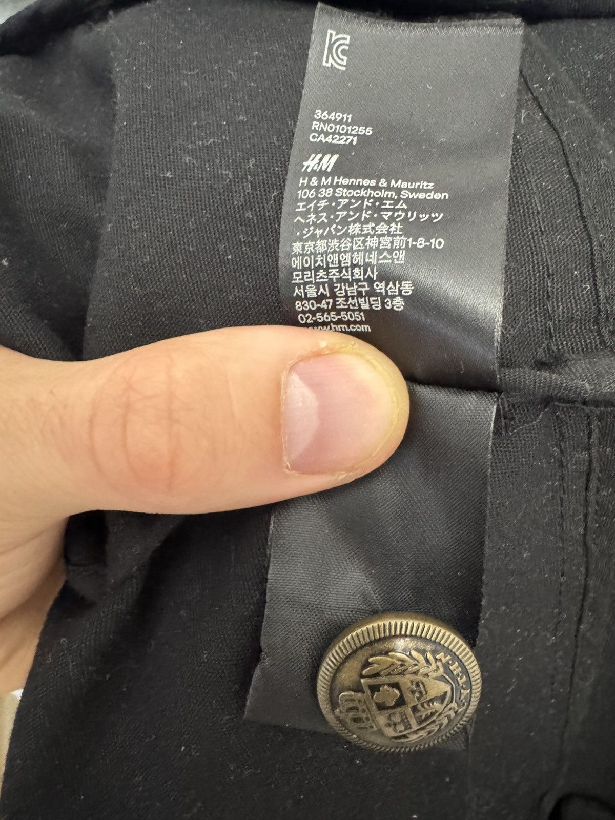 H&M Napoleon Military Style Jacket Black Buttons Zip Womens Hype Size M / US 6-8 / IT 42-44 - 4 Thumbnail