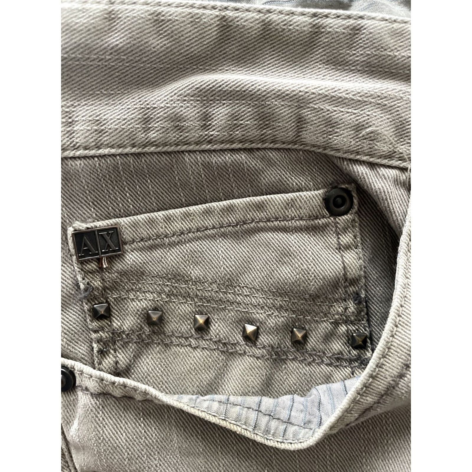 Armani Exchange VINTAGE Armani Exchange Jeans Men 36x29 Denim Studded Straight 90s Grunge Gray Size US 36 / EU 52 - 3 Thumbnail