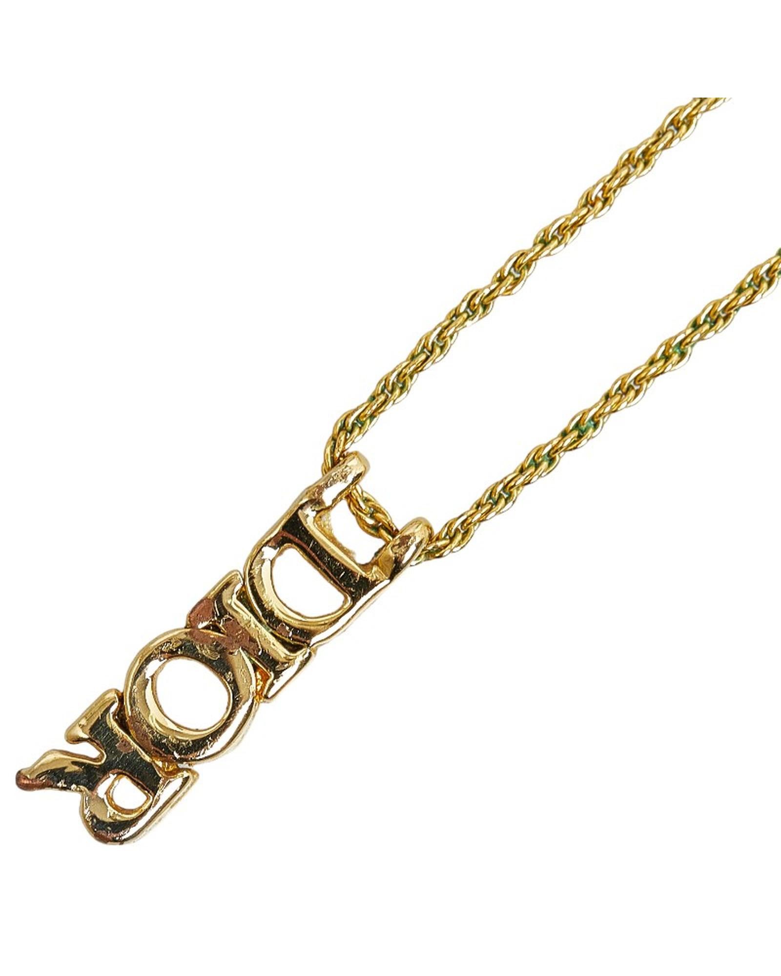 image of Dior Gold Logo Pendant Necklace - Ab Condition, Women's