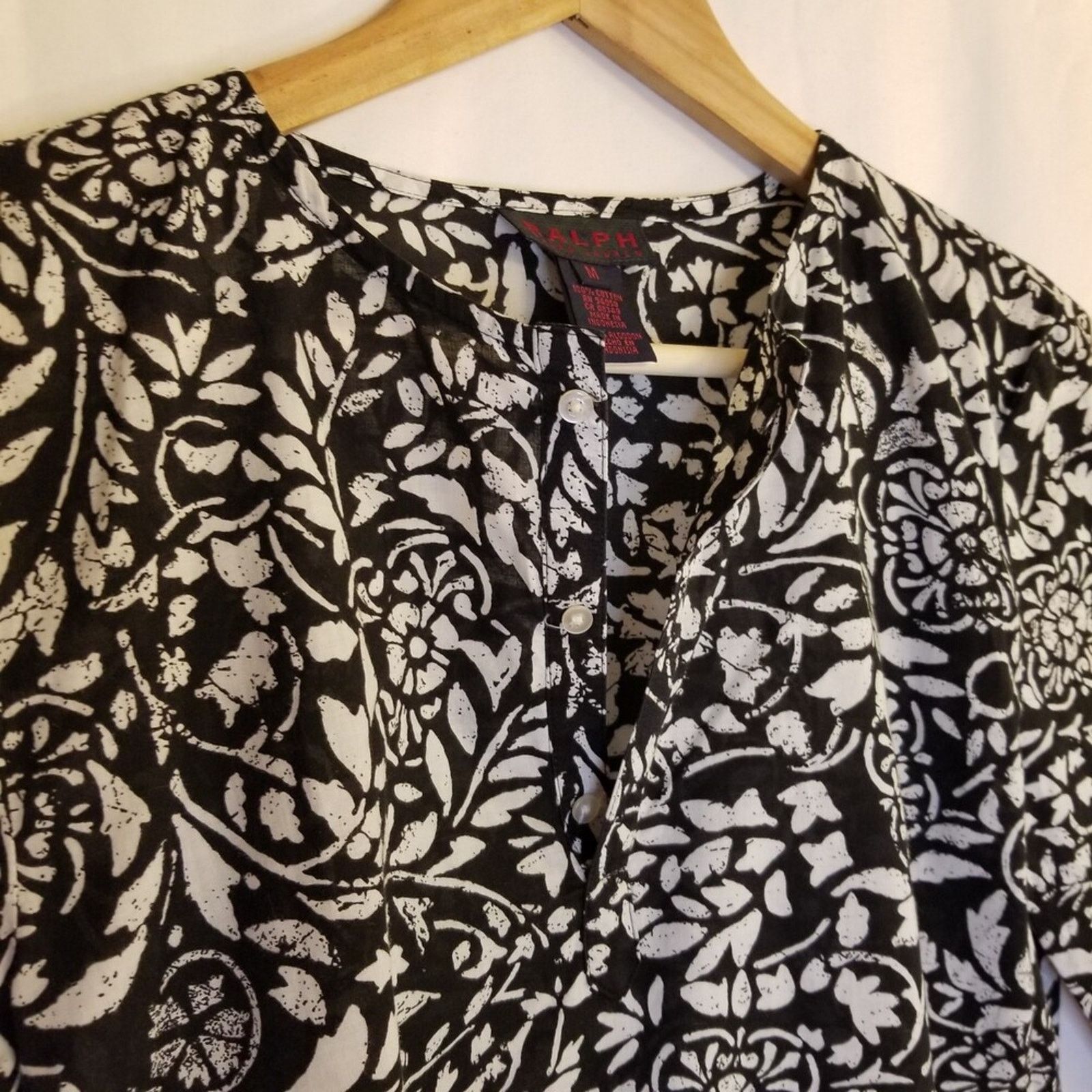 Ralph Lauren Ralph Ralph Lauren Black White Floral Pattern blouse M Med Size M / US 6-8 / IT 42-44 - 5 Thumbnail