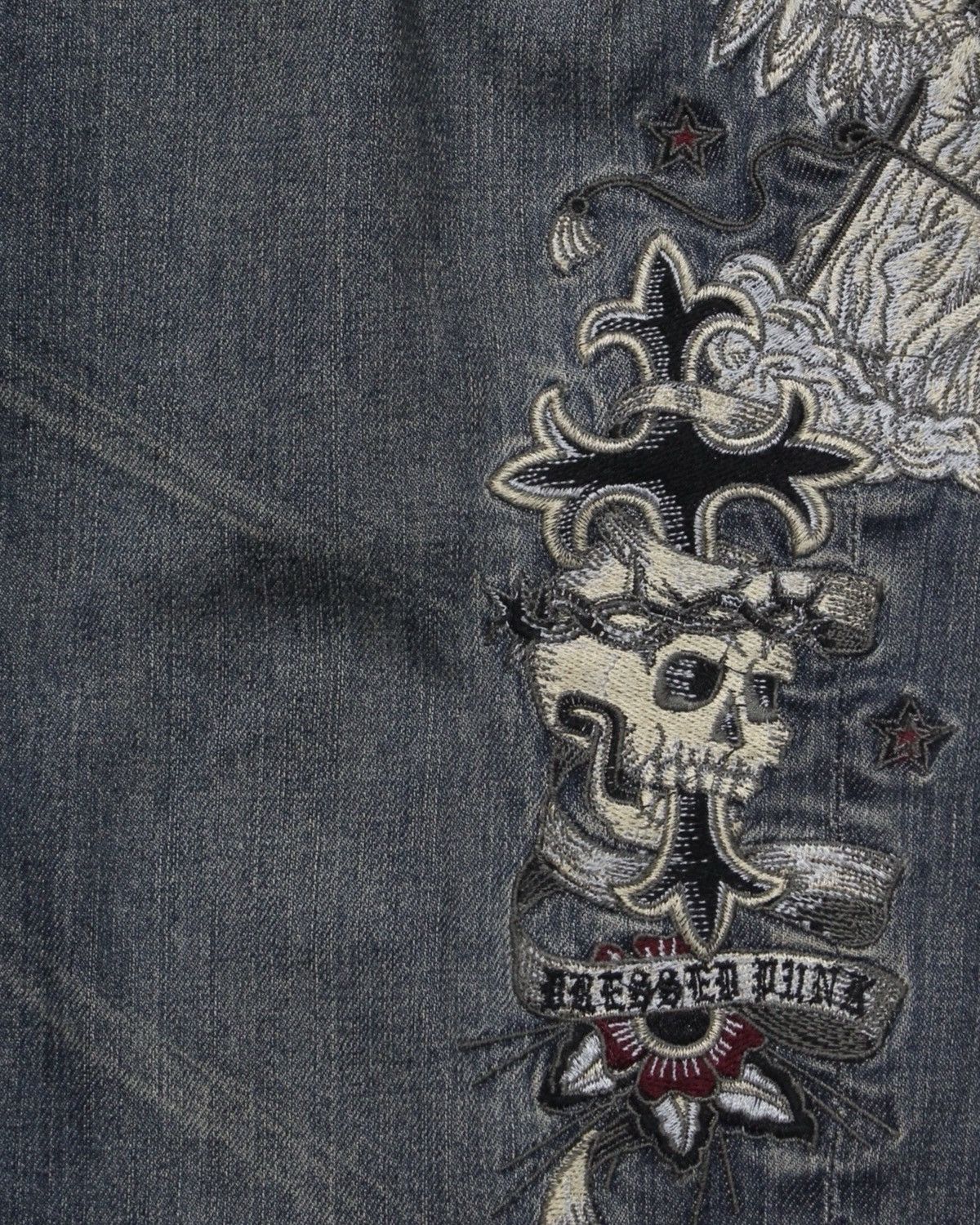 If Six Was Nine 2000S CUSTOM CULTURE JAPAN EMBROIDERED DENIM JEANS Size US 33 - 7 Thumbnail