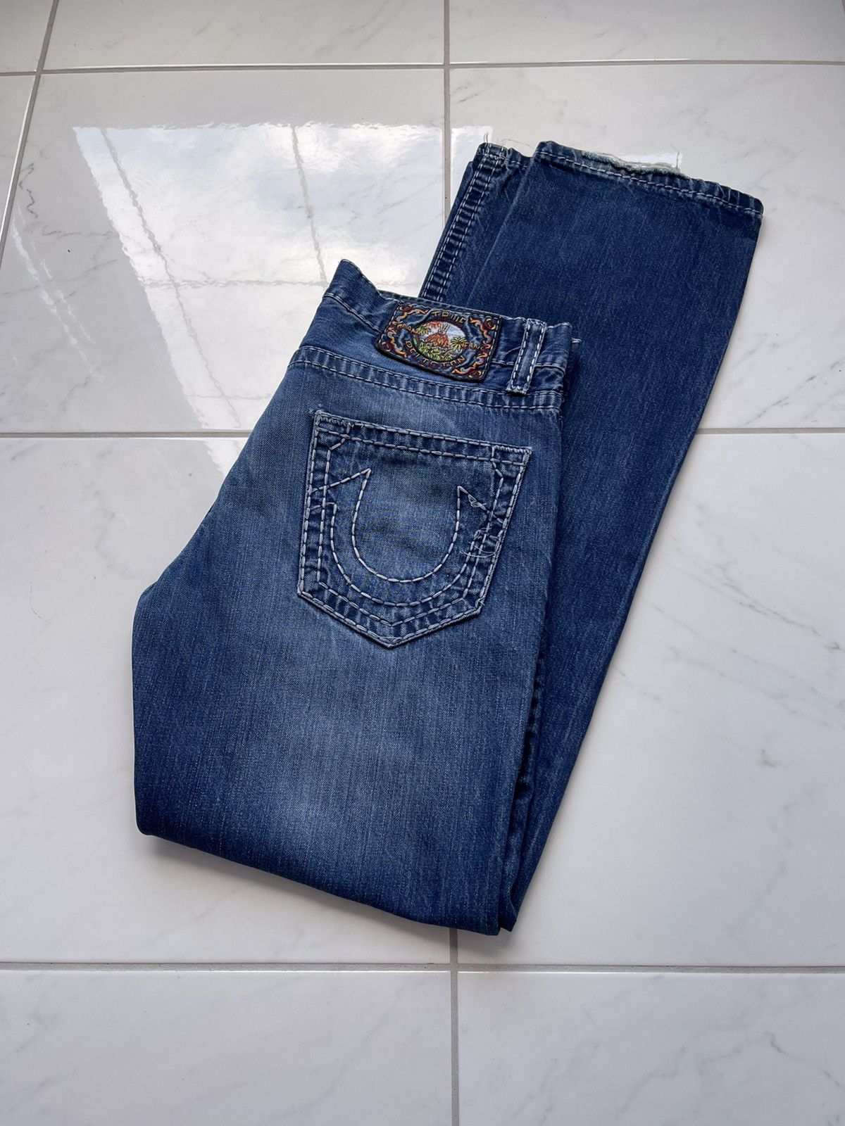 True Religion Vintage Y2k True Religion Rare Jeans TRASHED Size US 33 - 12 Thumbnail