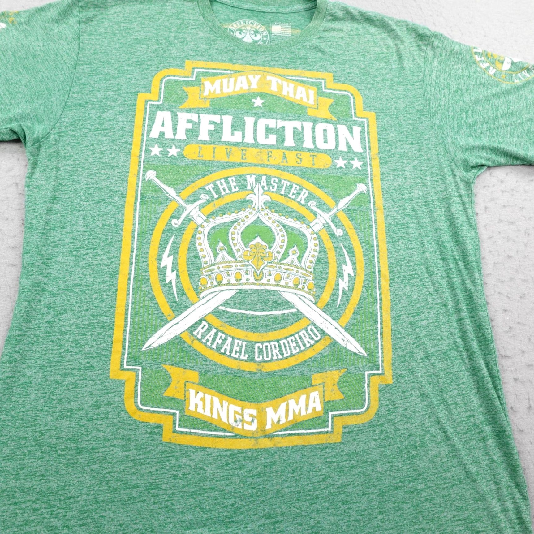 Affliction Affliction Shirt Mens 2XL Green Muay Thai Rafael Cordeiro Kings MMA Martial Arts Shirt Size US XXL / EU 58 / 5 - 3 Thumbnail