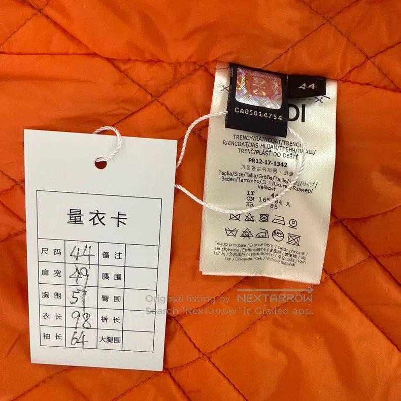 Fendi Fendi Solid Color Windbreaker Long Coat, Lined with Orange Size US S / EU 44-46 / 1 - 4 Thumbnail