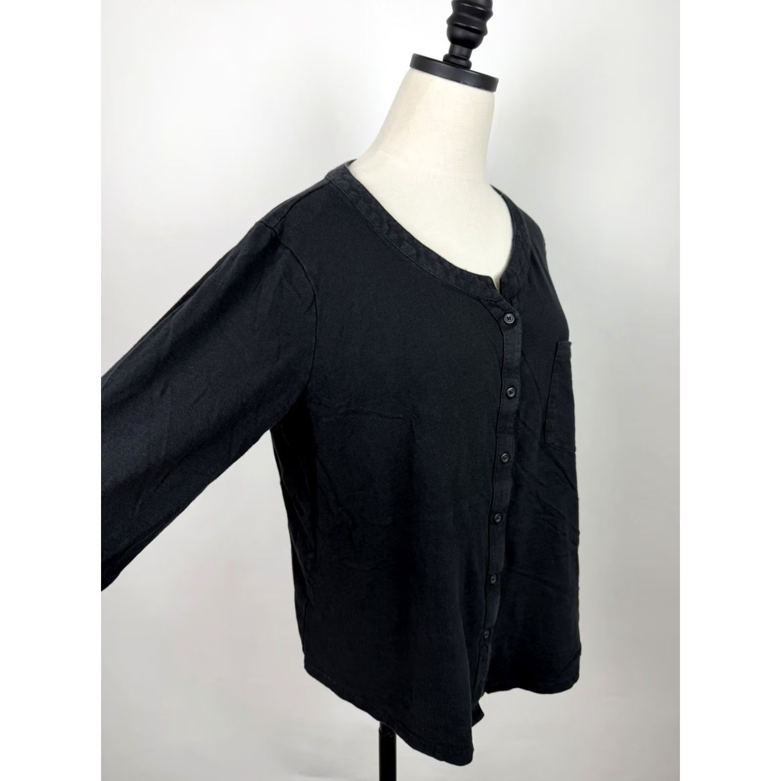 Vintage Fresh Produce Shirt Womens Medium Black Cotton 3/4 Sleeve Button Front Blouse Size M / US 6-8 / IT 42-44 - 7 Thumbnail