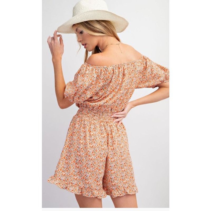 Other Easel EB50359 Large Printed Wool Ruffle Romper - Orange Size 34" / US 12 / IT 48 - 2 Thumbnail