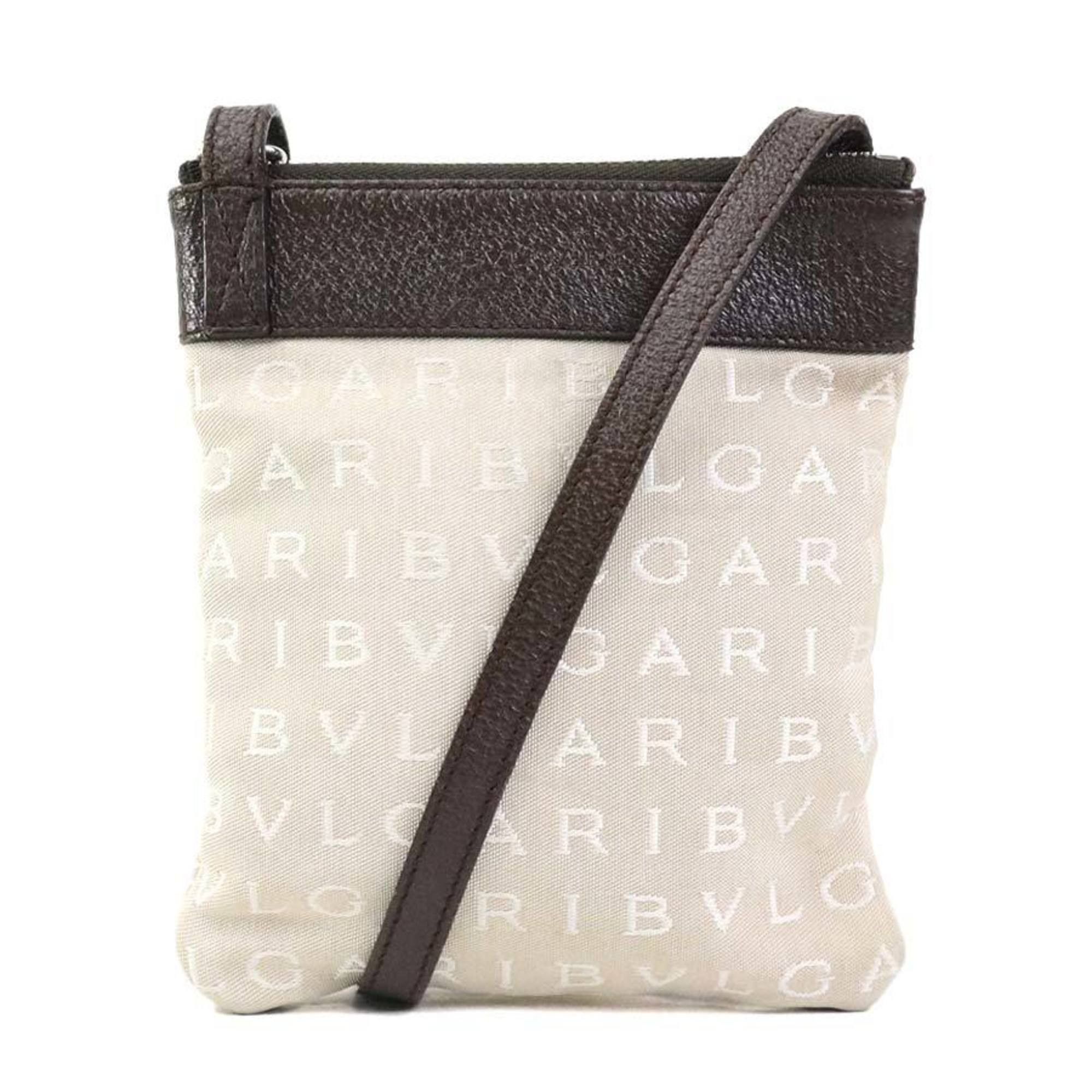 Bvlgari BVLGARI Shoulder Bag Nylon Canvas Leather Beige x Brown Men's Women's h31299a Size ONE SIZE - 1 Thumbnail