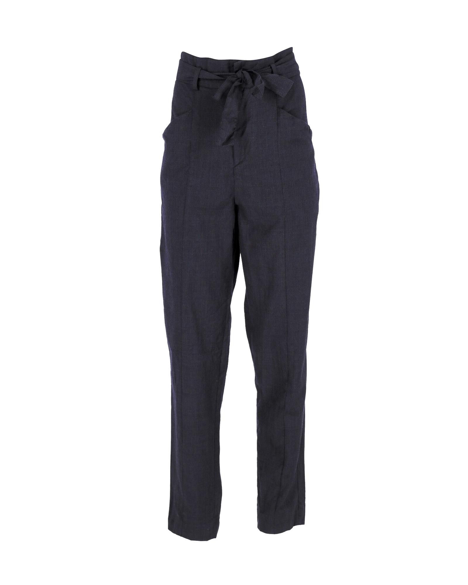 image of Navy Blue Tie-Waist Wool Trousers By Isabel Marant Etoile in Blue/Navy Blue, Women's (Size 27)