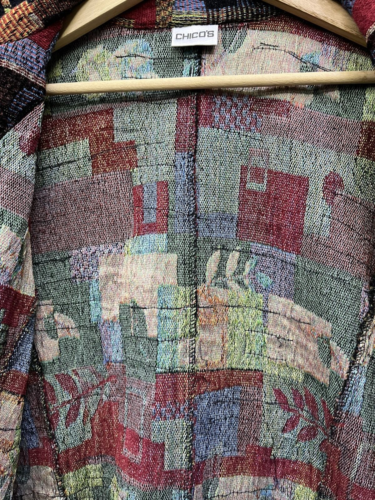 Chicos Vtg Tapestry Patchwork Art Blazer Grunge Avant Garde Jacket Size M / US 6-8 / IT 42-44 - 12 Thumbnail