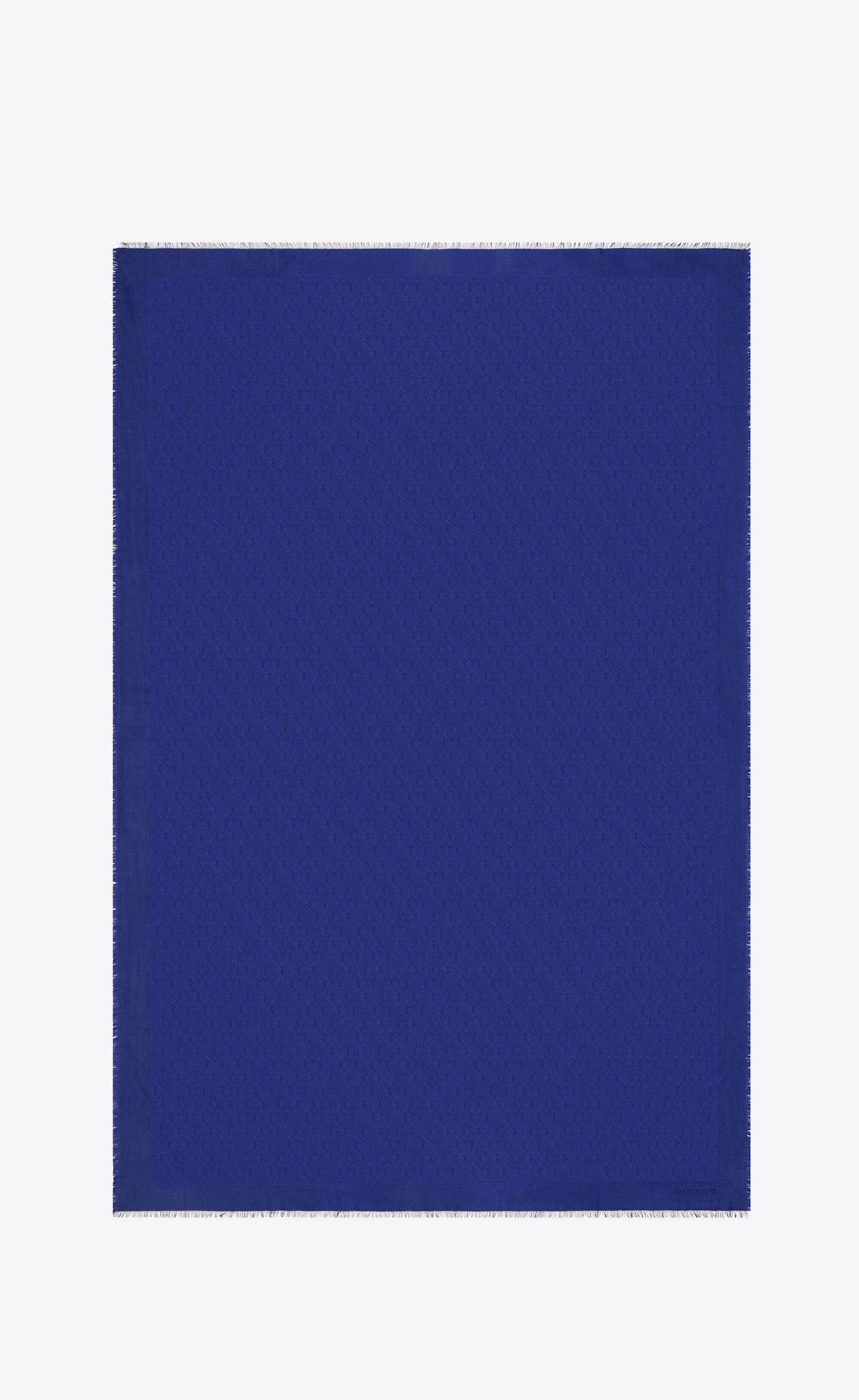 Saint Laurent Paris o1b1hav110724 Size: OS / Large Cassandre Scarf in Blue Size ONE SIZE - 2 Thumbnail