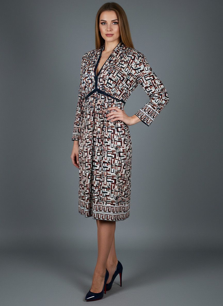 Max Mara Max studio multicolor monogram dress Size L / US 10 / IT 46 - 1 Thumbnail