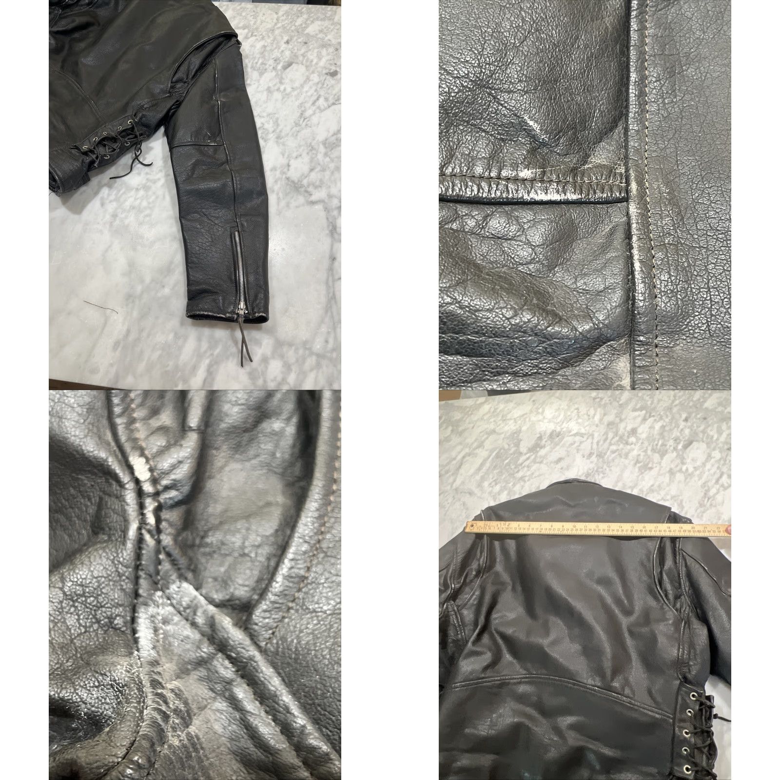 Vintage VINTAGE Echtes Leder Leather Motorcycle Jacket L Heavy Lace Sides Pockets Police 1990s Black Biker/Police Mens Size US L / EU 52-54 / 3 - 8 Thumbnail
