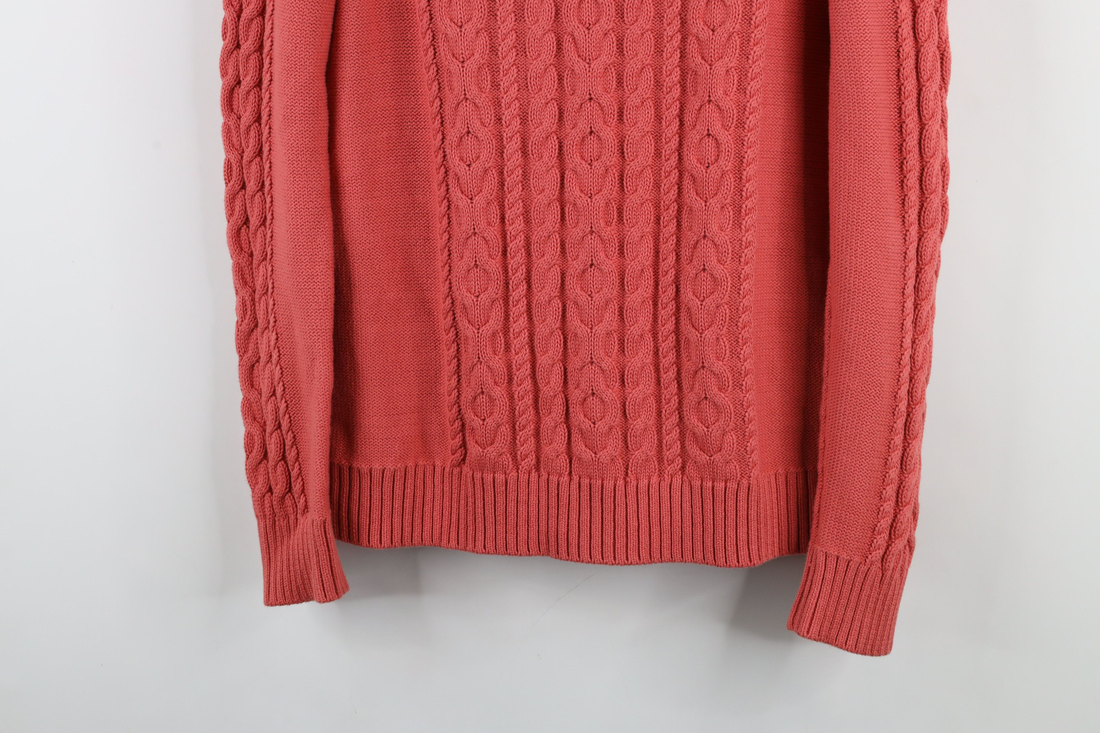 L.L. Bean × Vintage Vintage LL Bean Chunky Cable Knit Full Zip Sweater Salmon Size L / US 10 / IT 46 - 10 Thumbnail