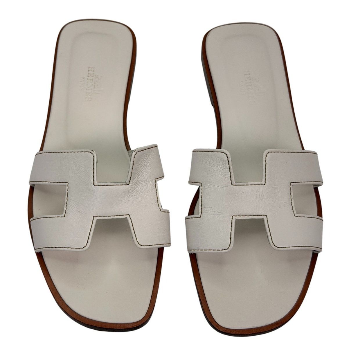 Hermes Hermes White Oran Sandal 36 Size US 6 / IT 36 - 1 Thumbnail