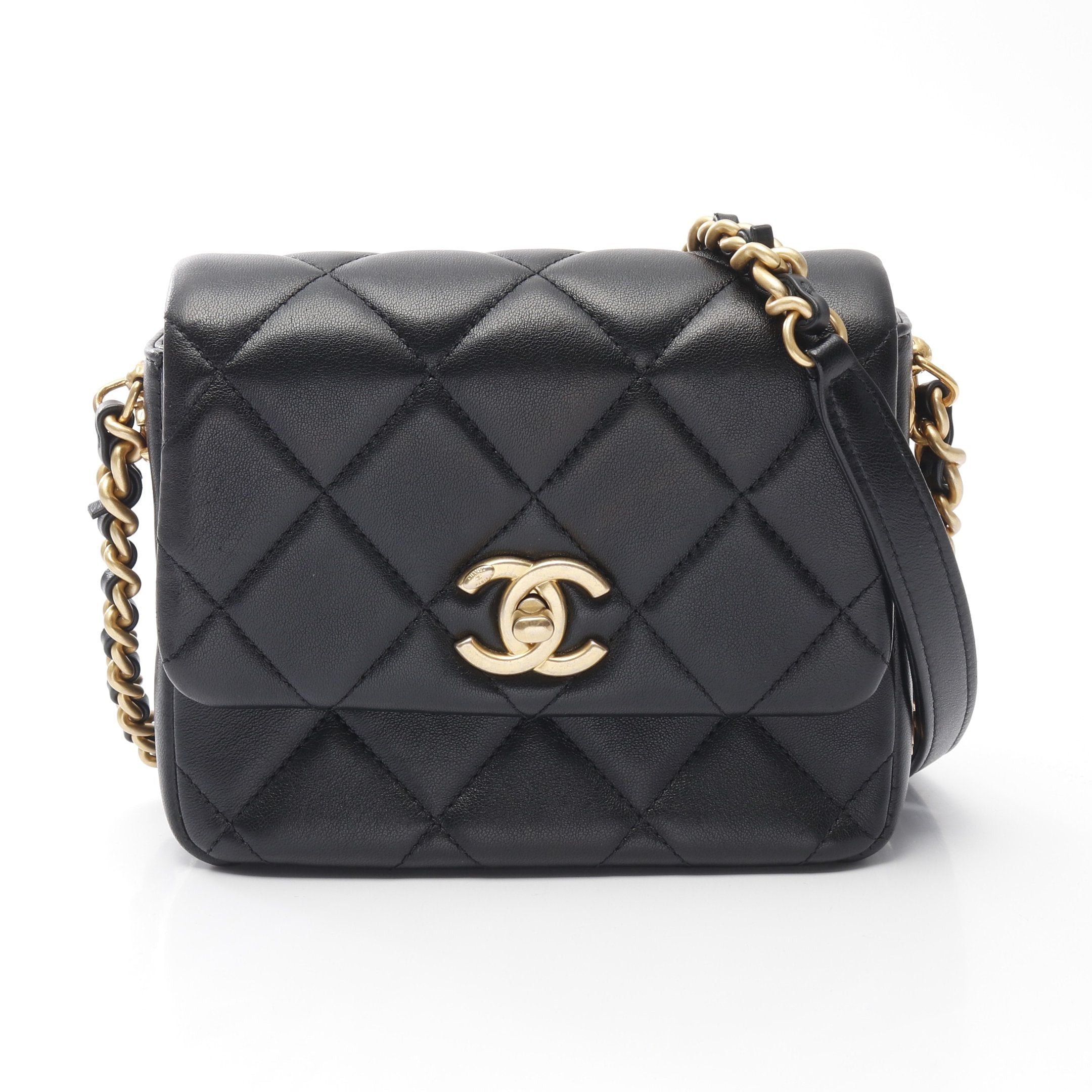 Chanel Chanel Matelasse Chain Shoulder Bag Lambskin Black Gold Hardware Size ONE SIZE - 1 Thumbnail