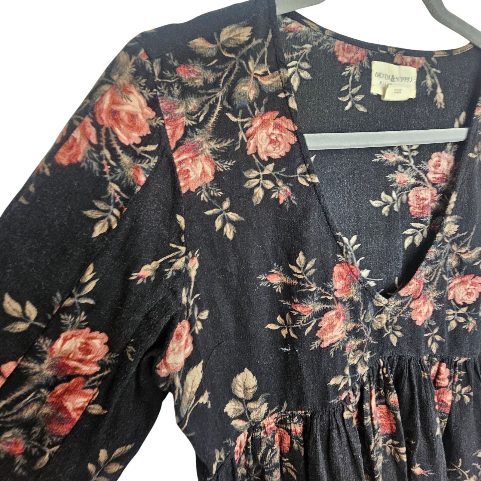 Denim & Supply Ralph Lauren Denim & Supply Ralph Lauren Womens Floral Babydoll Top Sz L Size L / US 10 / IT 46 - 5 Thumbnail