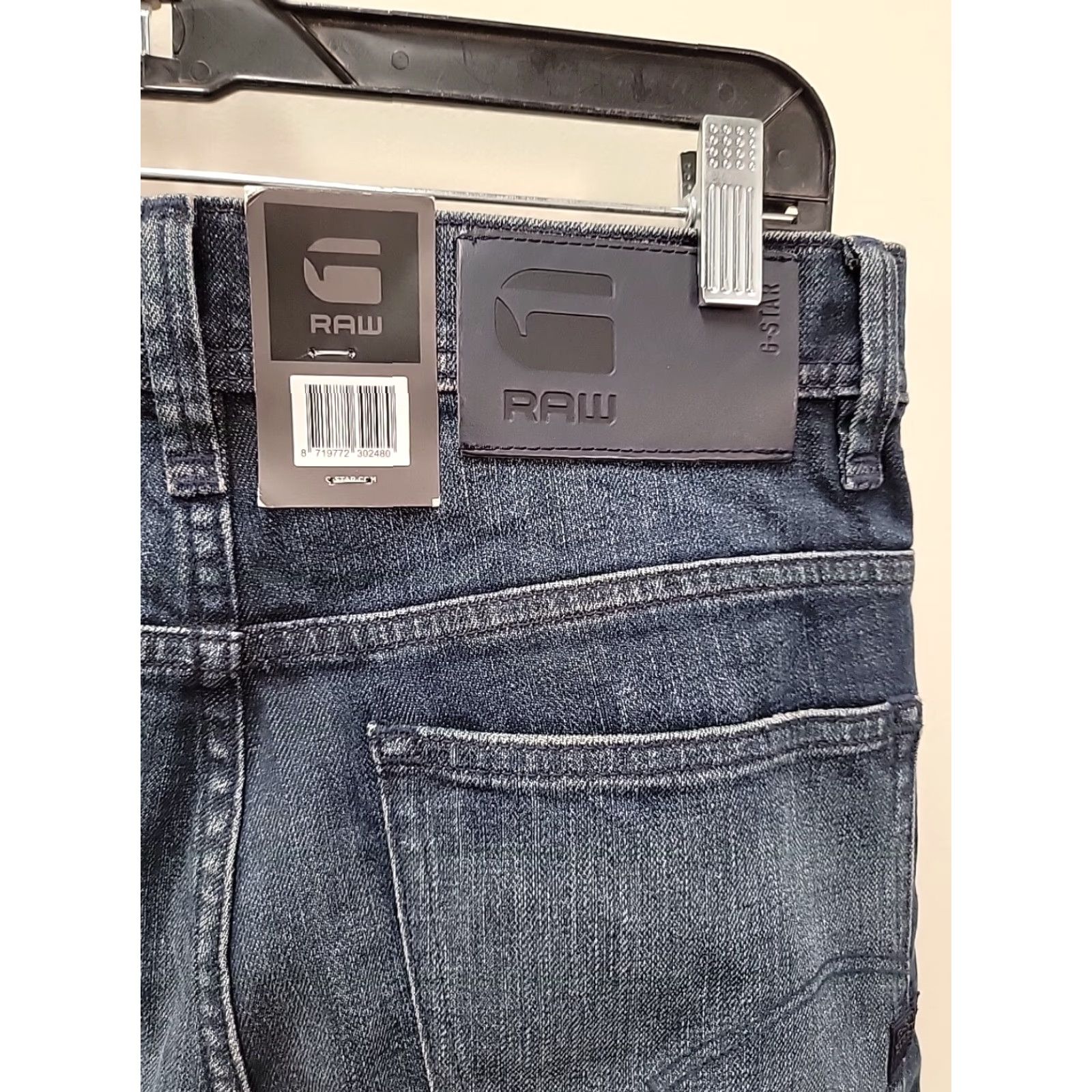 G-Star G Star Raw Jeans Slim Men's 29x32 Denim Blue Navy 3D Pilot Straight Hip Hop Designer Streetwear Mens Size US 29 - 8 Thumbnail