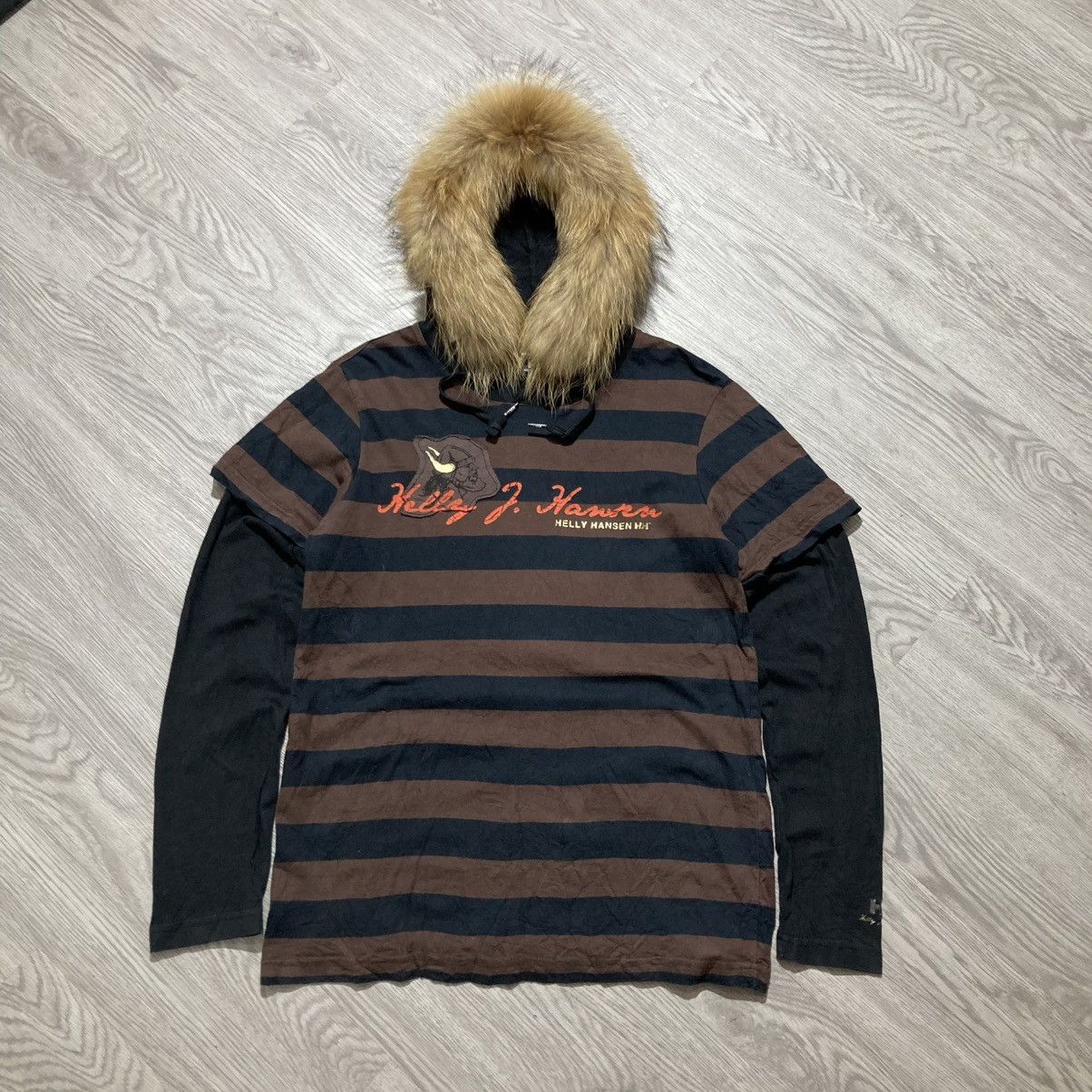 2000s Helly Hansen Poem Fur Striped Hoodie Slevee Lgb Punk