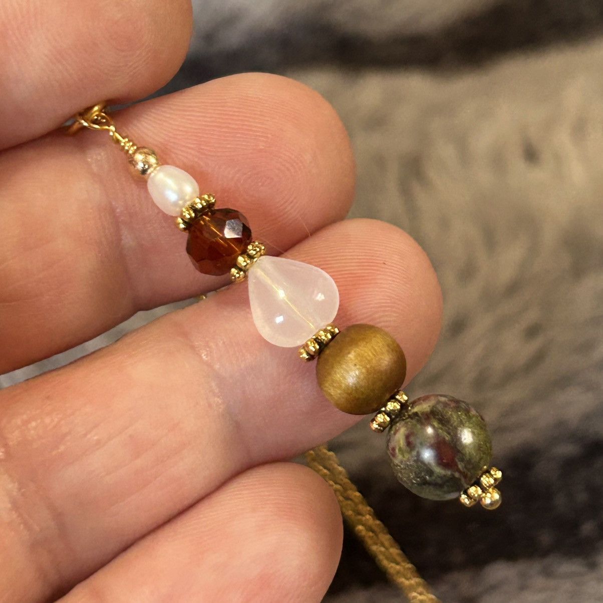 Handmade Handcrafted vintage bead drop pendant on chain necklace Size ONE SIZE - 1 Thumbnail