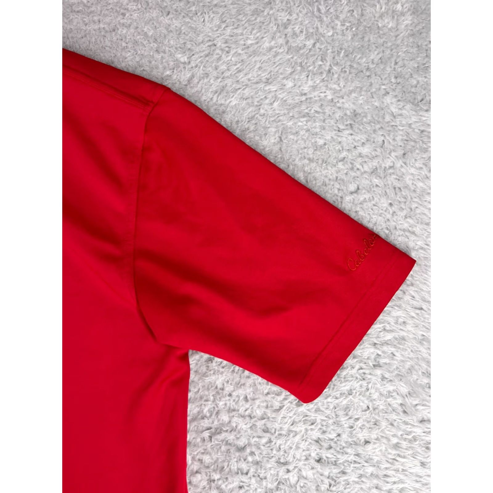 Vintage Cabela's Polo Shirt Mens Red Large Short Sleeve Knit 100% Polyester Polo Shirt Red Large Mens Size US XL / EU 56 / 4 - 4 Thumbnail
