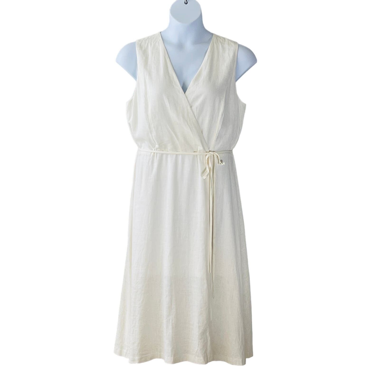 DKNY DKNY Linen Blend Faux Wrap Midi Dress with Tie Belt Size 12 Size XL / US 12-14 / IT 48-50 - 1 Thumbnail