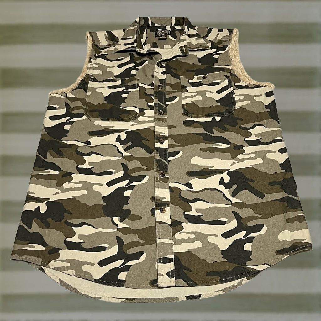 Vintage CE Schmidt Work Wear Camo Shirt Men M Sleeveless Button Pockets Size US M / EU 48-50 / 2 - 1 Thumbnail