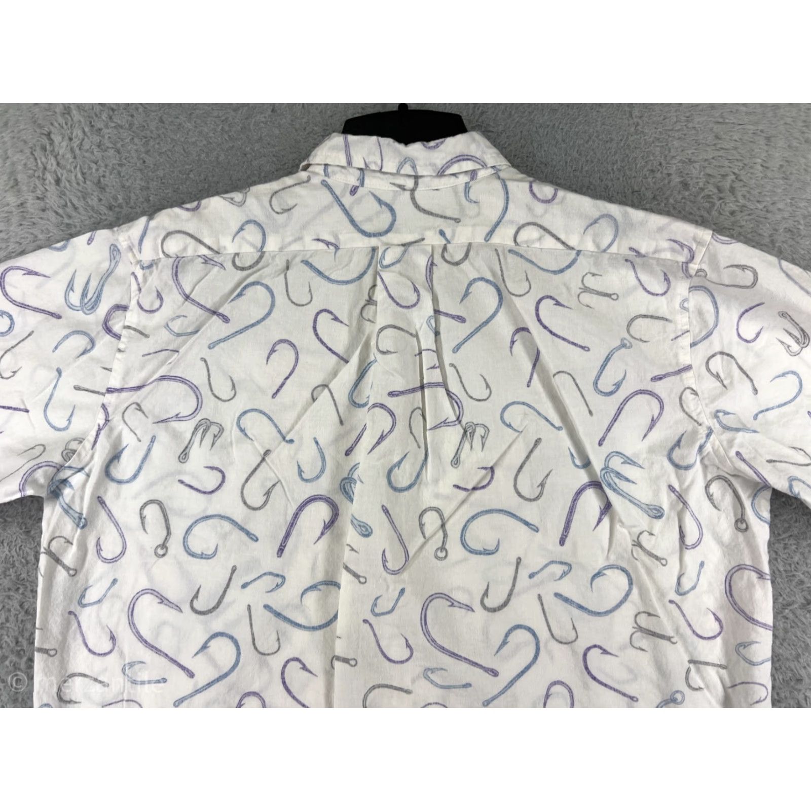 Vintage VINTAGE AFTCO Shirt Mens Large White All Over Print Fishing Angler Hook Resort Luau Aloha Hawaiian Size US L / EU 52-54 / 3 - 7 Thumbnail