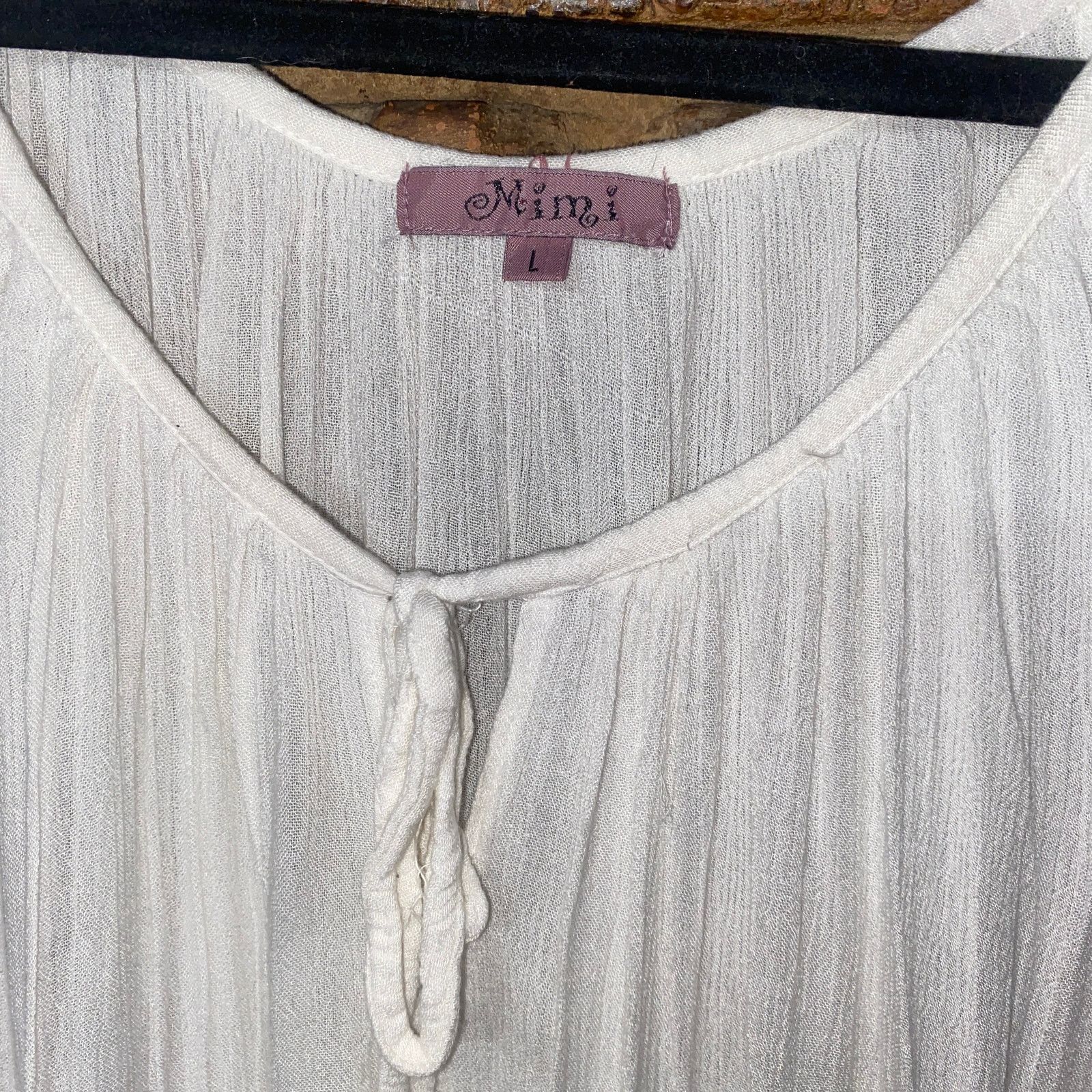 Other Mimi White Tie Bust Crochet Long Sleeve Blouse Size Large Size L / US 10 / IT 46 - 3 Thumbnail